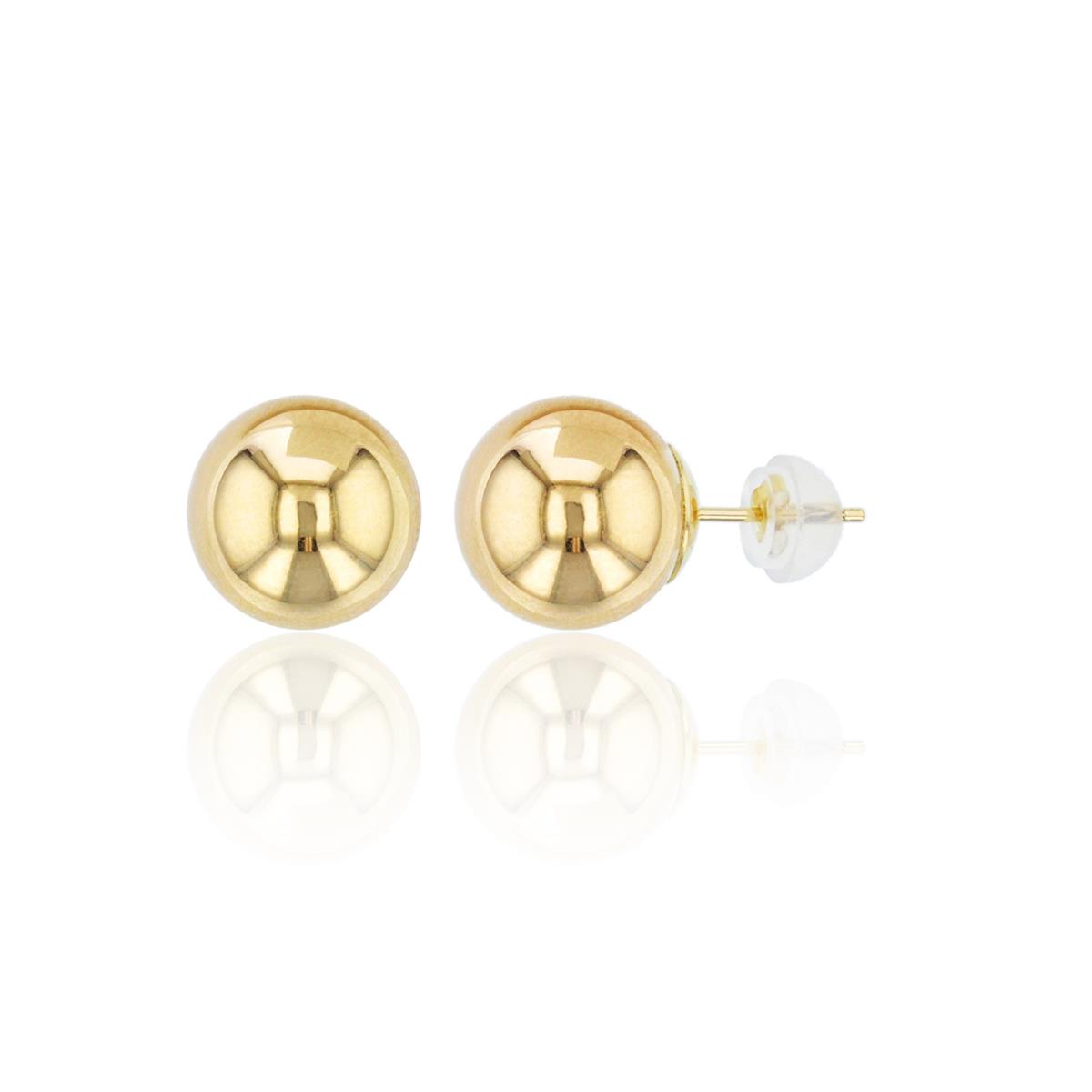 14K Gold Yellow 7.00MM Ball Stud Earring & 14K Silicone Back