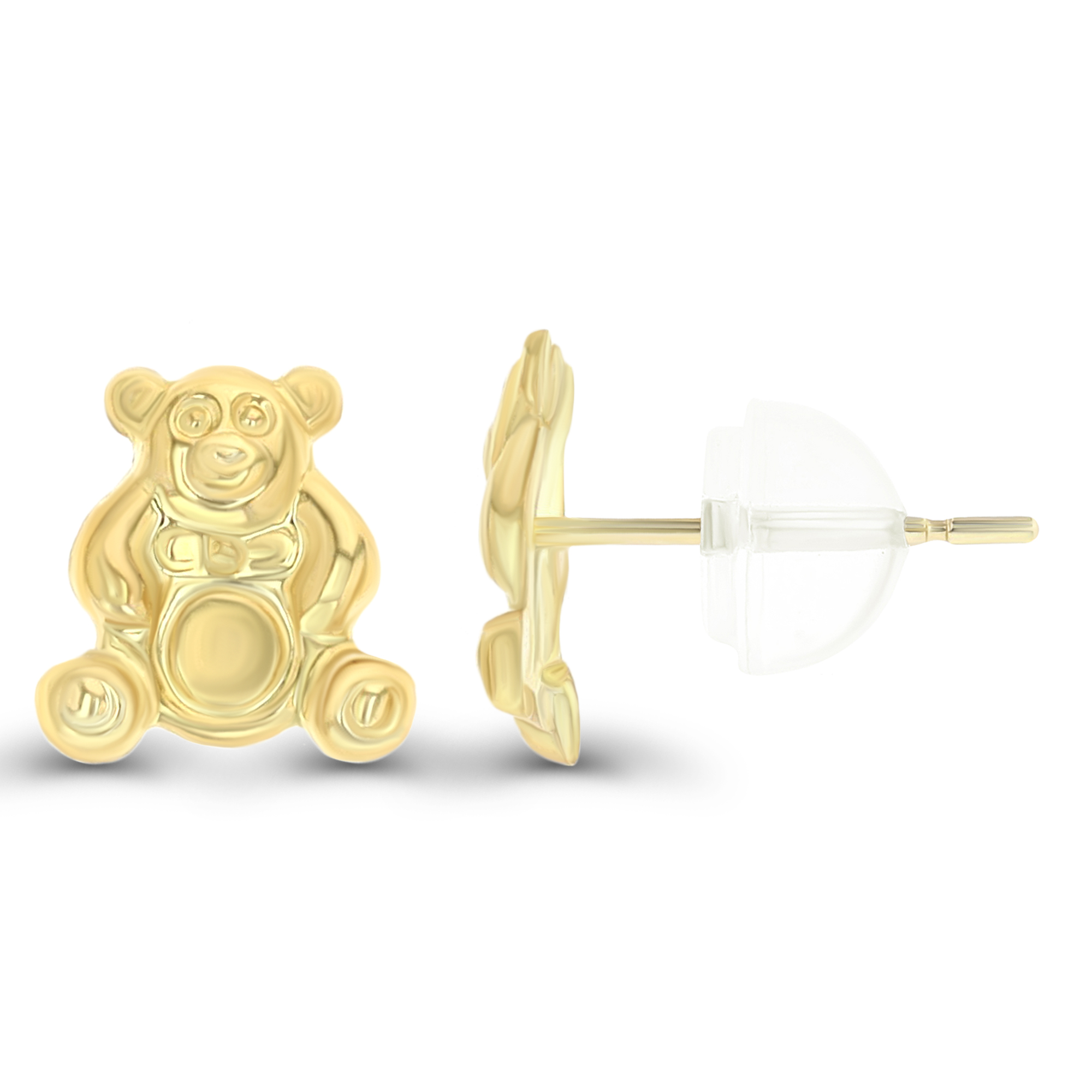 14K Yellow Gold 8mm Polished Teddy Bear Stud Earrings