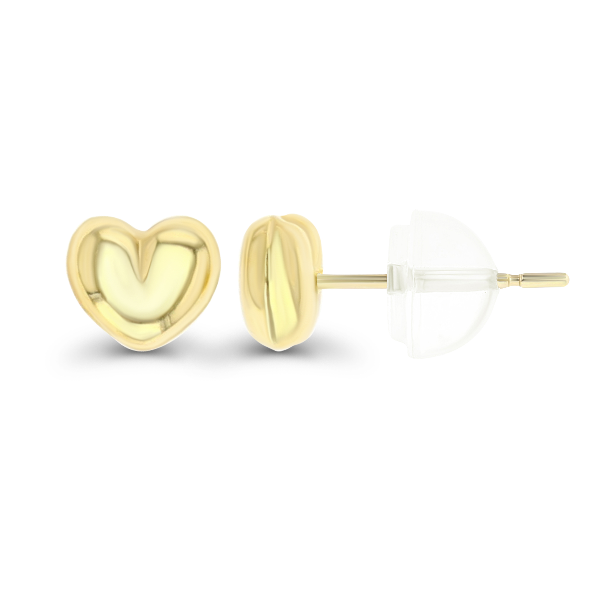 14K Yellow Gold 4.50mm Polished Heart Stud Earrings