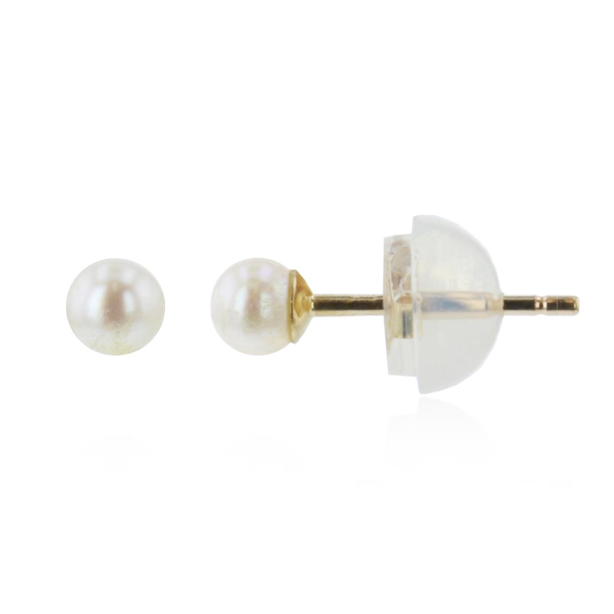 14K Yellow Gold 3.00mm FWP Earring & 14K Silicone Back