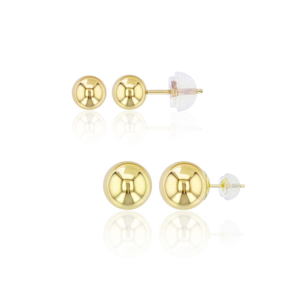 14K Gold Yellow 5,7MM Ball Stud Set with 14K Silicone Backs