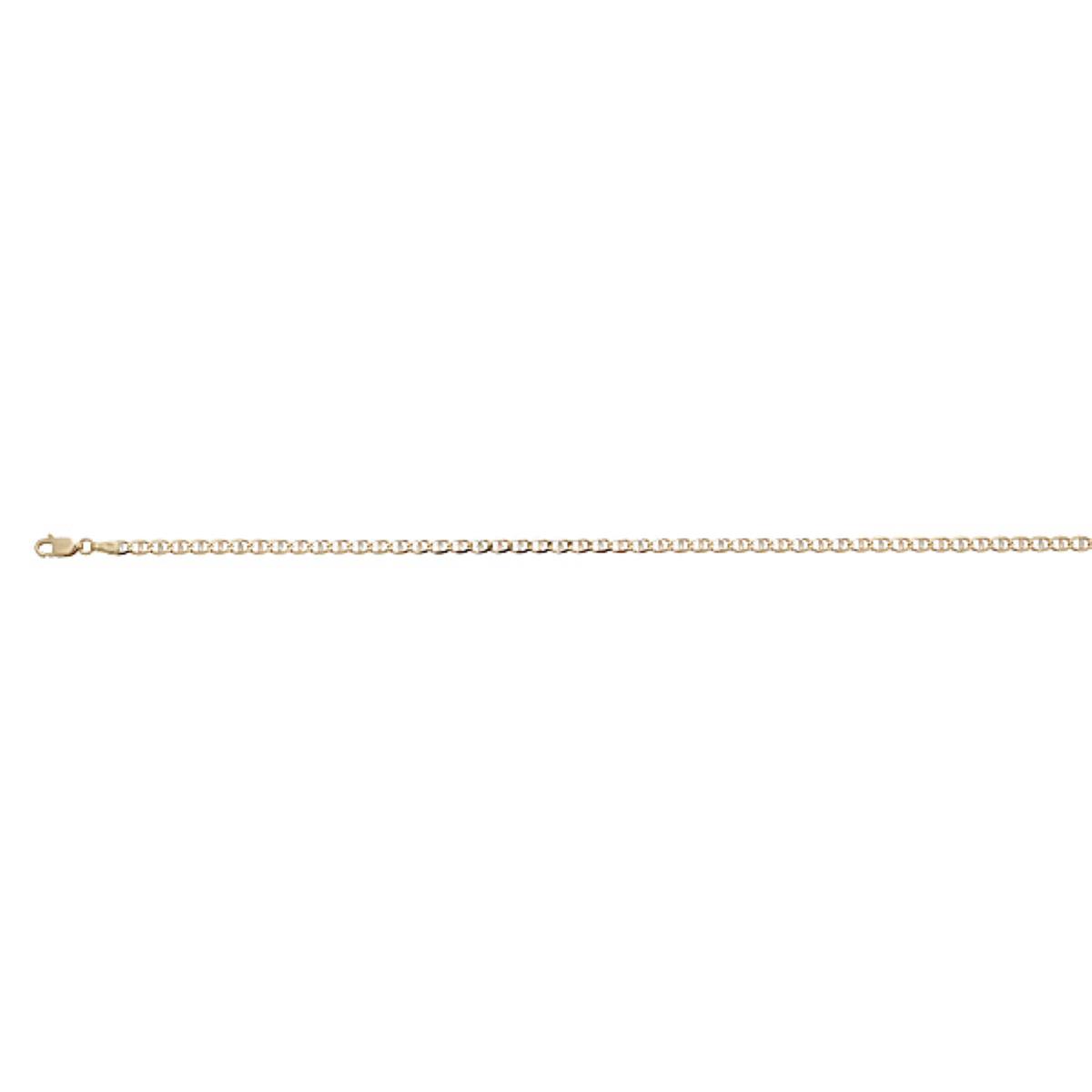 14K Gold Tri-Color 3.50mm 7" Concave Mariner Link Bracelet