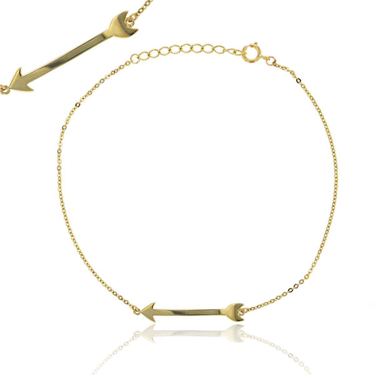 14K Yellow Gold High Polished Arrow 9"+1" Anklet