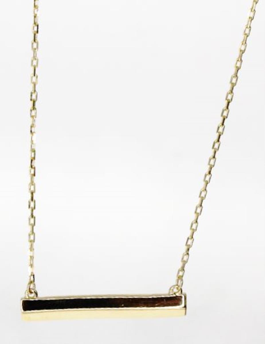 14K Yellow Gold High Polished Bar 17"+1" Necklace