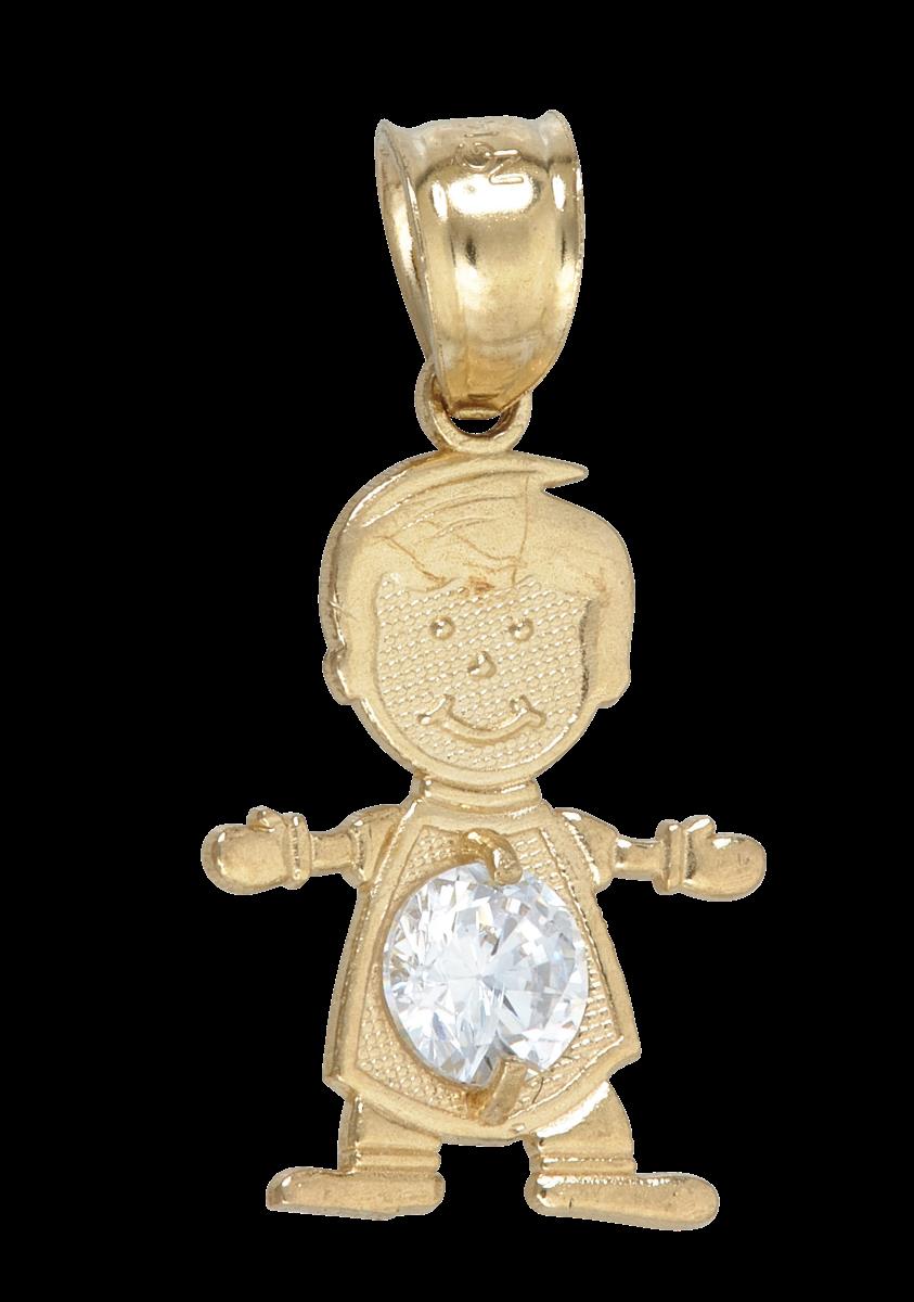 14K Yellow Gold CZ Belly Boy 18" Necklace