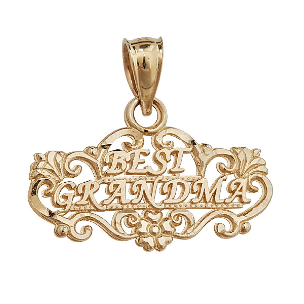 14K Yellow Gold 18x16mm "Best Grandma" 18" Necklace
