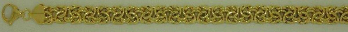 14K Yellow Gold Polished Super Hollow 7.50mm 7.5" Byzantine Bracelet