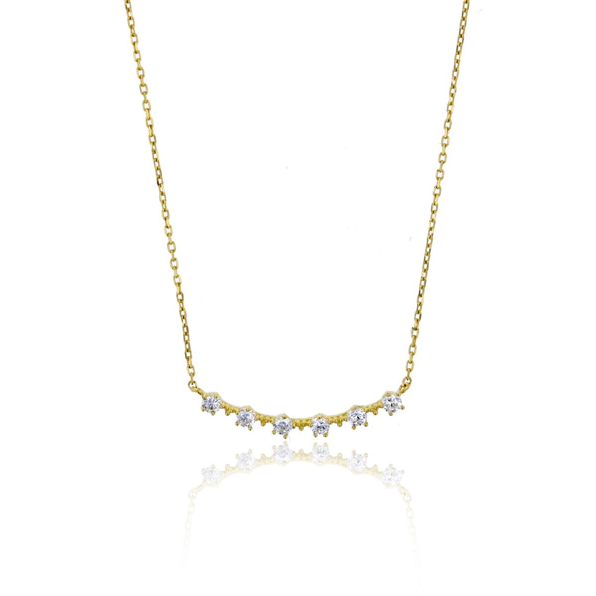 10KY Yellow Gold 18" Polished Pave 2.00mm Round Cut 6-Stone Necklace