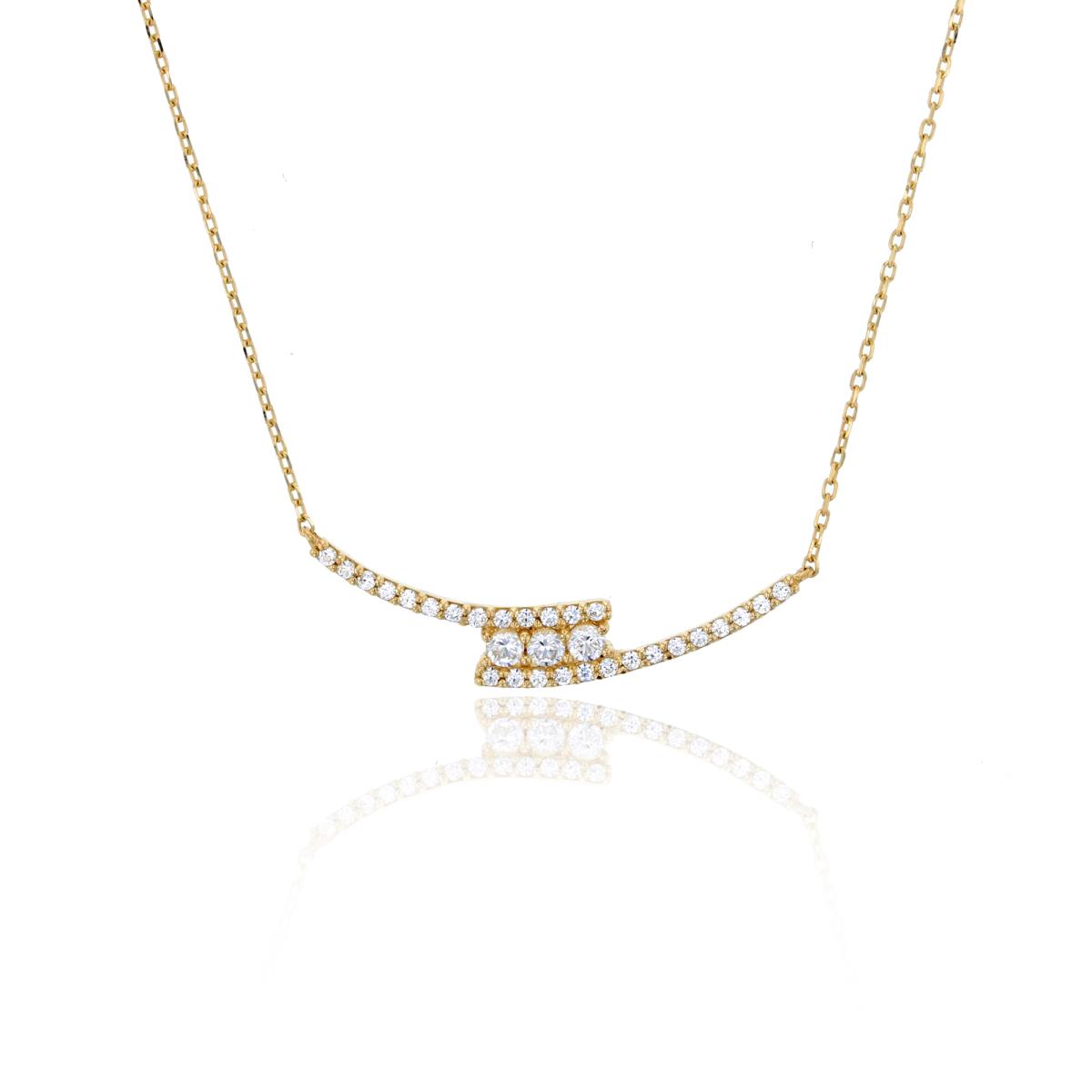 10KY Yellow Gold 18" Polished 4.00mm Round CZ Layered Swing Bar Necklace