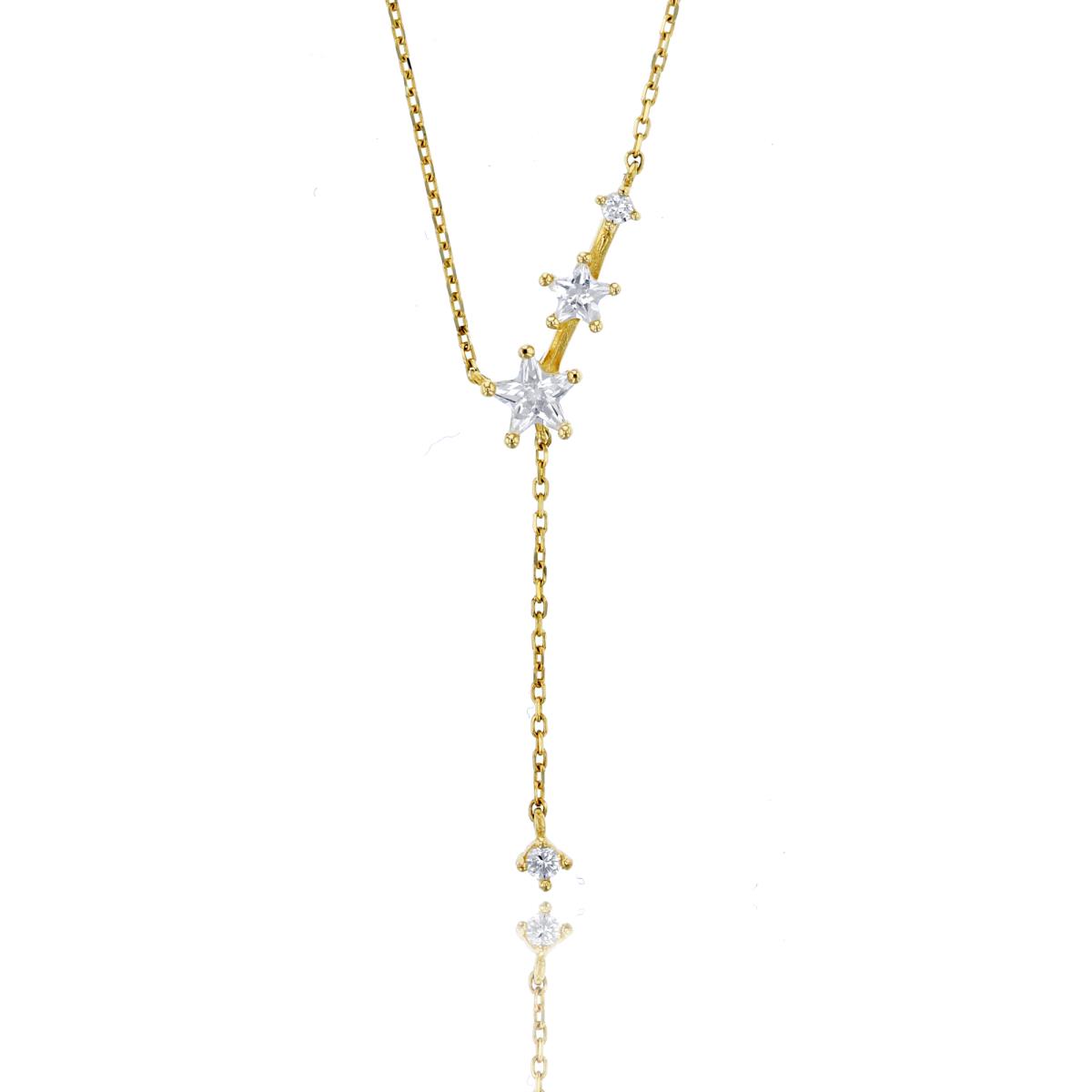 10KY Yellow Gold 18" Polished Pave Star CZ Dangling Necklace