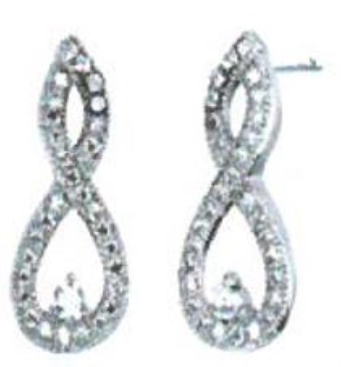 Sterling Silver Rhodium Micropave Infinity Dangling Stud Earring