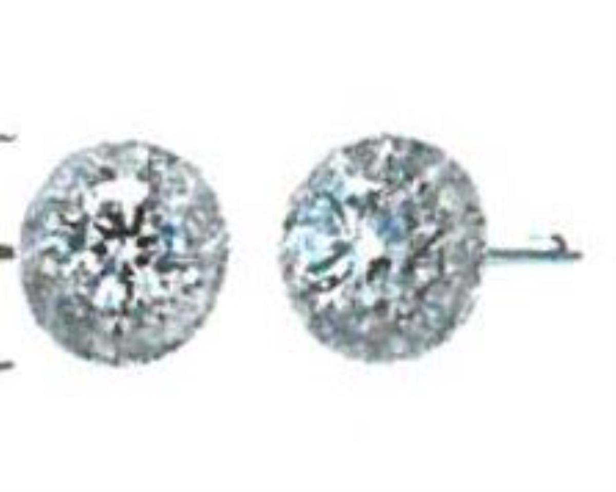 Sterling Silver Rhodium Micropave 6.00mm Round Cut Swirl Stud Earring