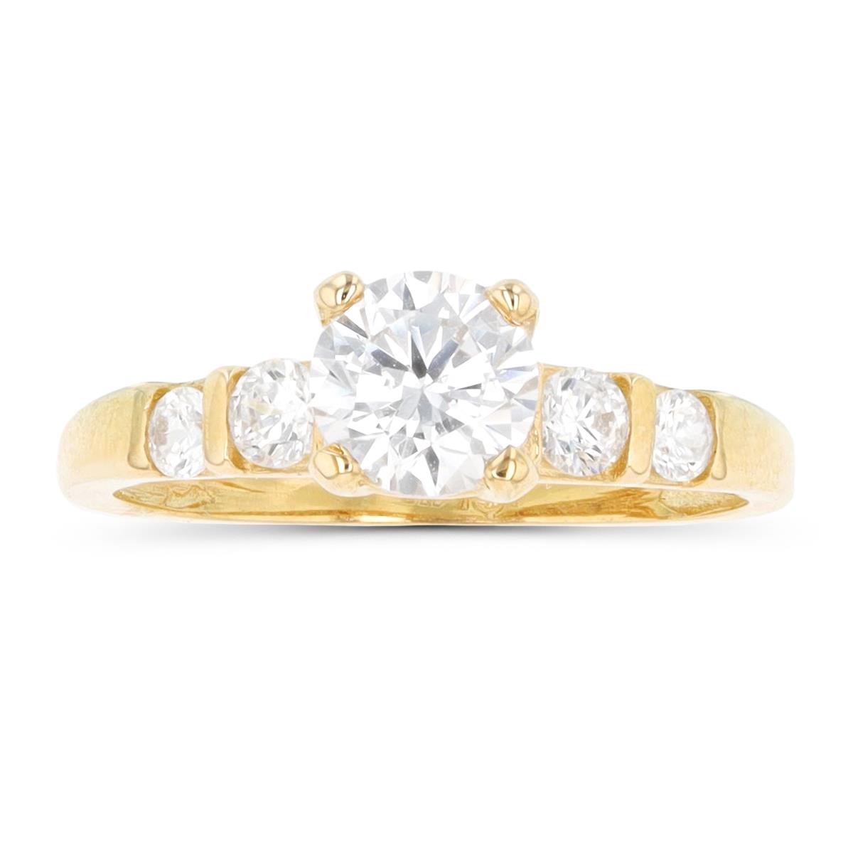 14K Yellow Gold 6mm Round Cut Engagement Ring