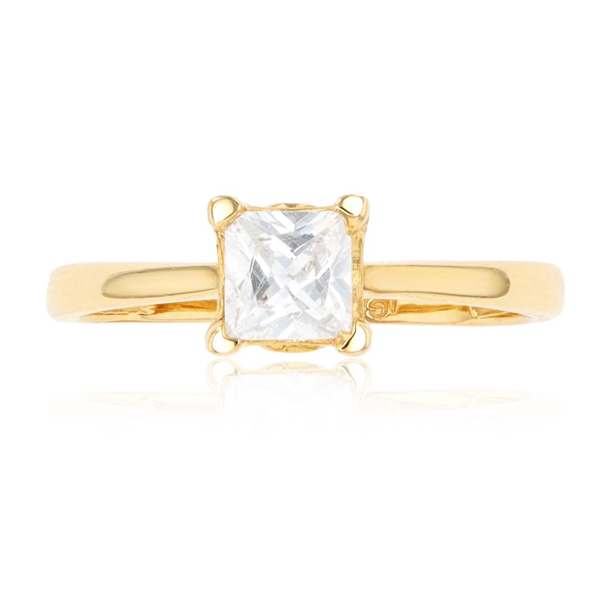 14K Yellow Gold 5mm Princess Cut Engagement Ring