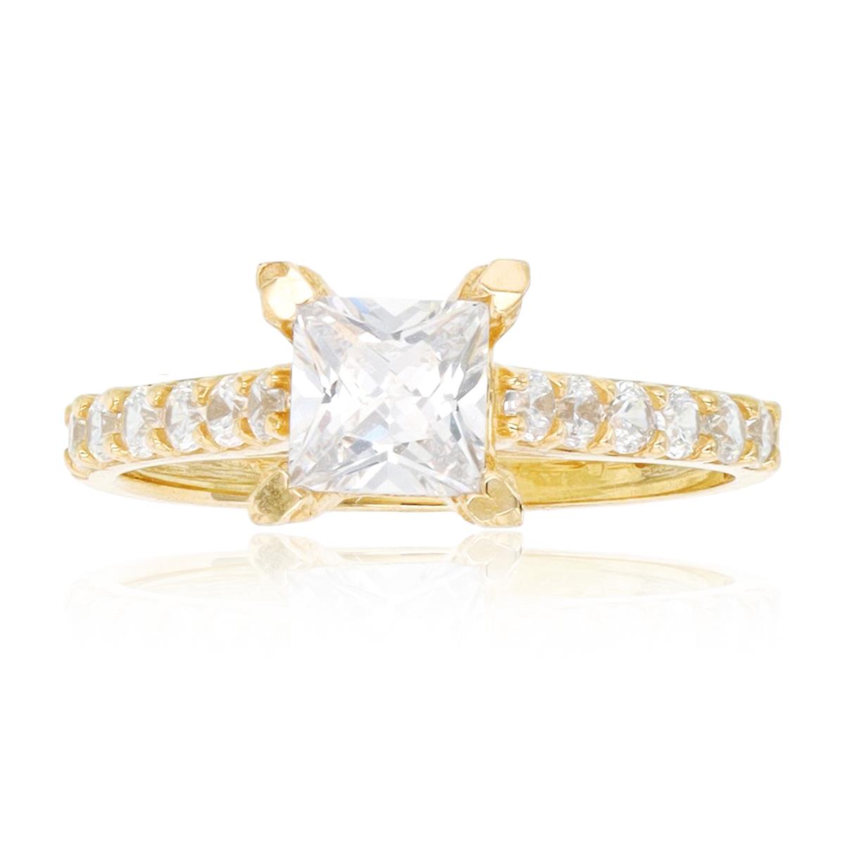 14K Yellow Gold 5mm Princess Cut Engagement Ring