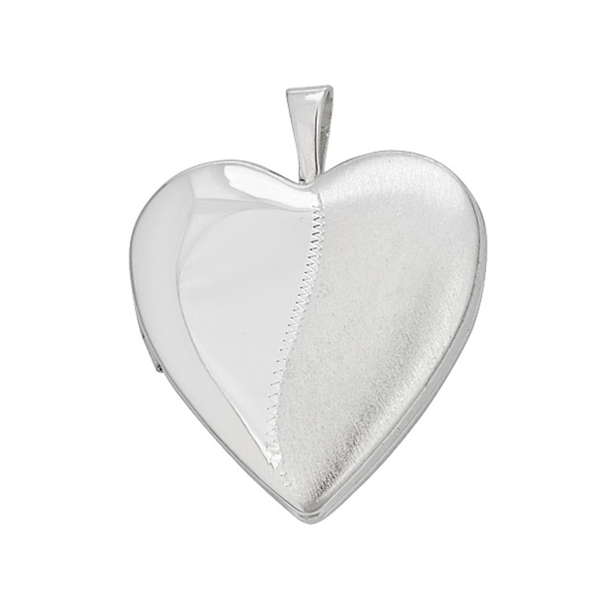 Sterling Silver Rhodium 20.00 x 25.00mm Satin/Pol Heart Locket 18" DC Cable Chain Necklace