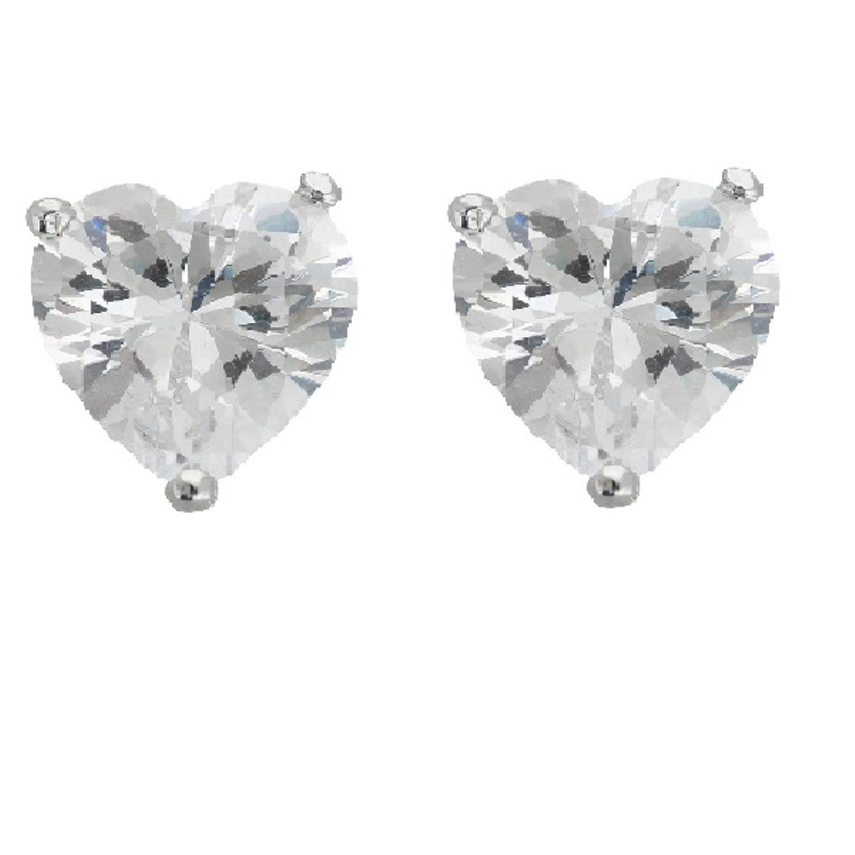Platinum Plated Brass 6.00MM Heart Solitaire Stud Earring