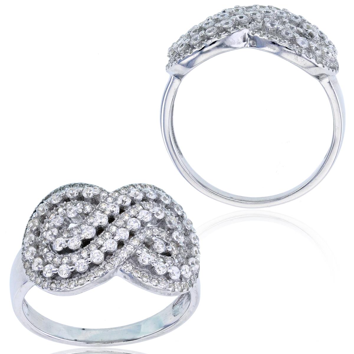 Sterling Silver Rhodium Pave Inifinity Fashion Ring