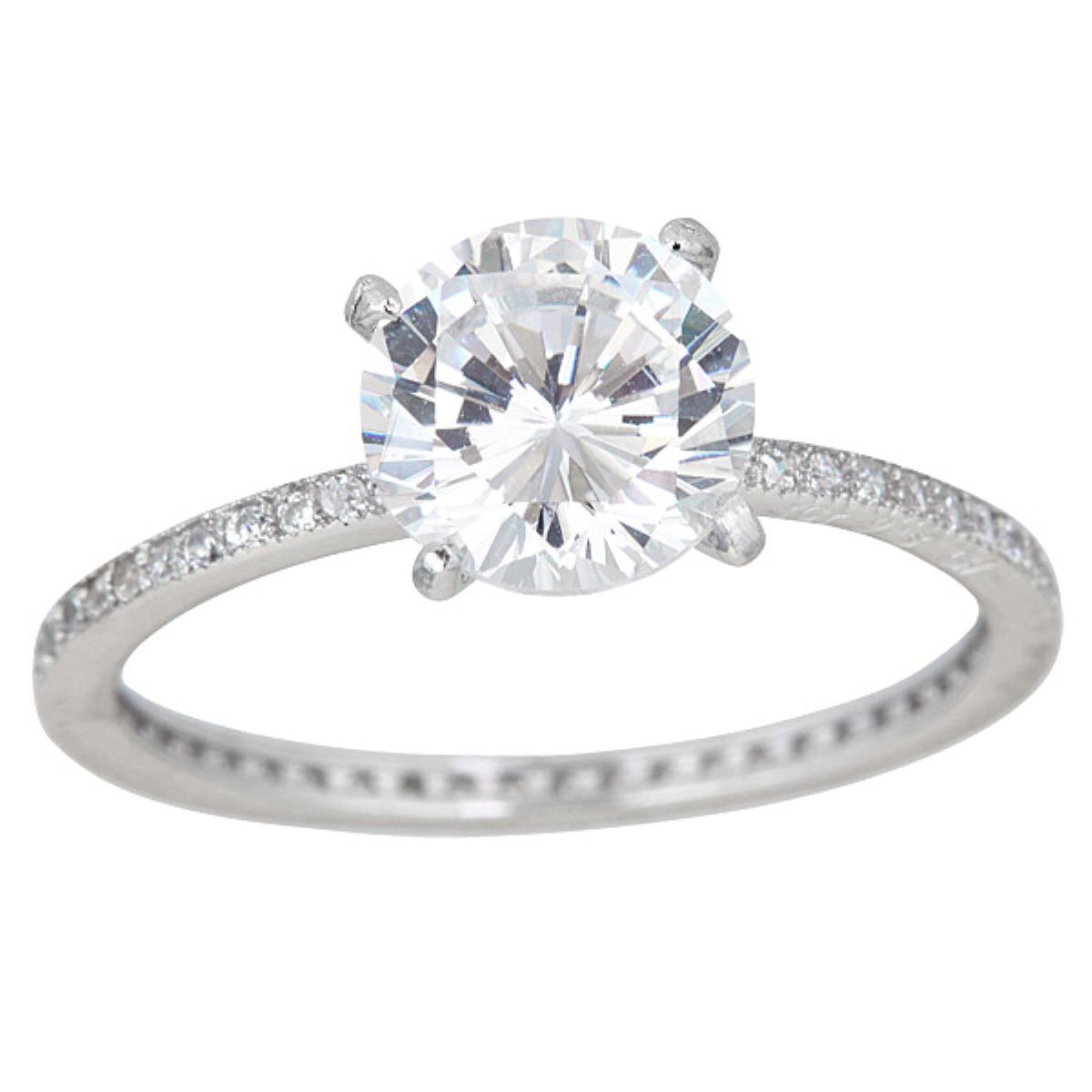 10K White Gold 8.00mm Round Cut Engagement Ring