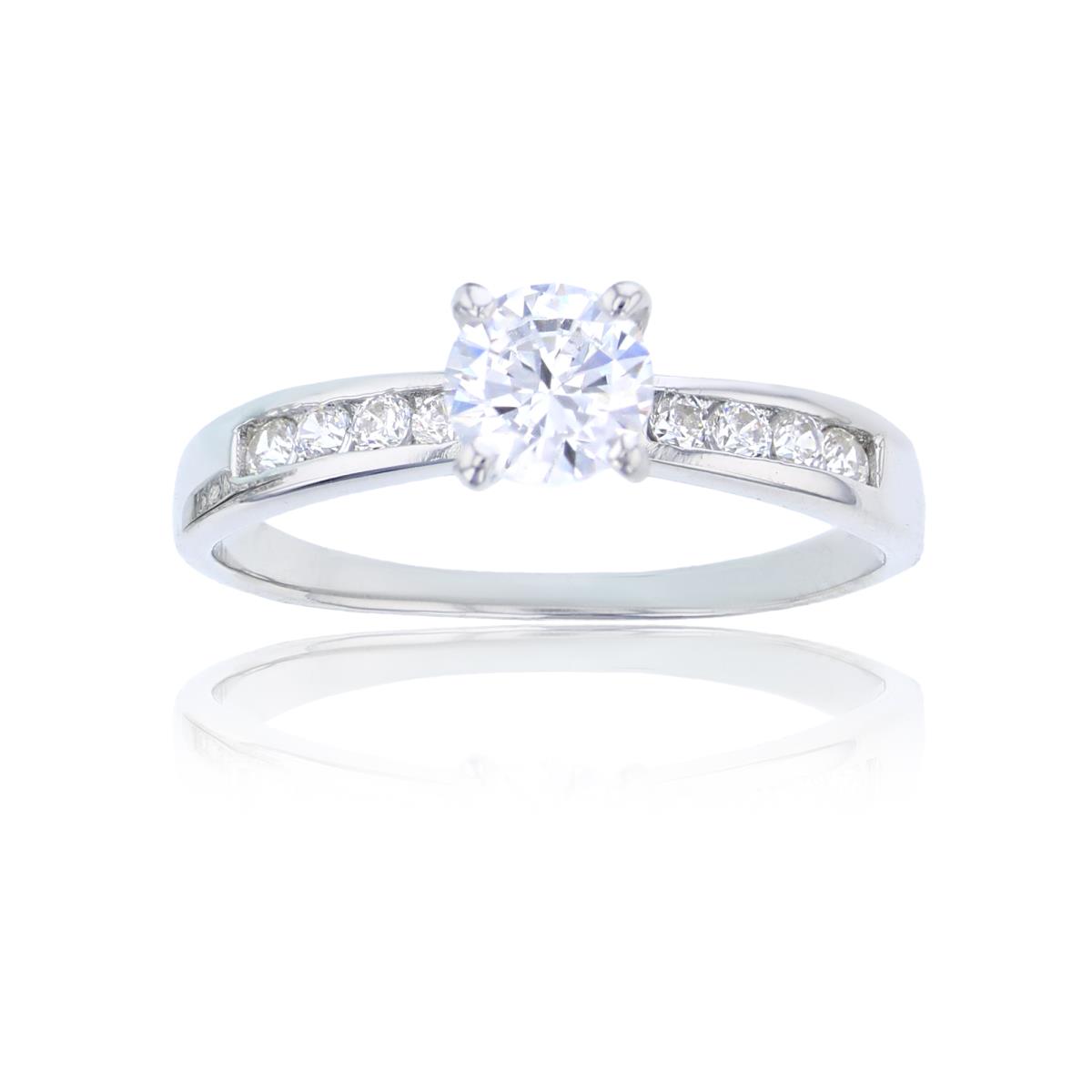 10K White Gold 6.00mm Round Cut Engagement Ring