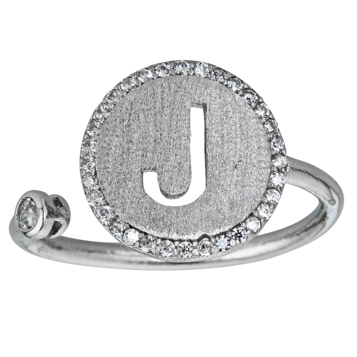 Sterling Silver Initial J Ring