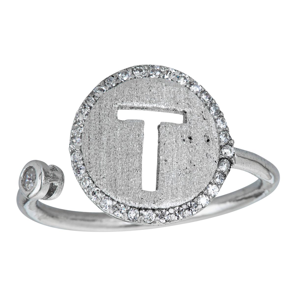 Sterling Silver Initial T Ring