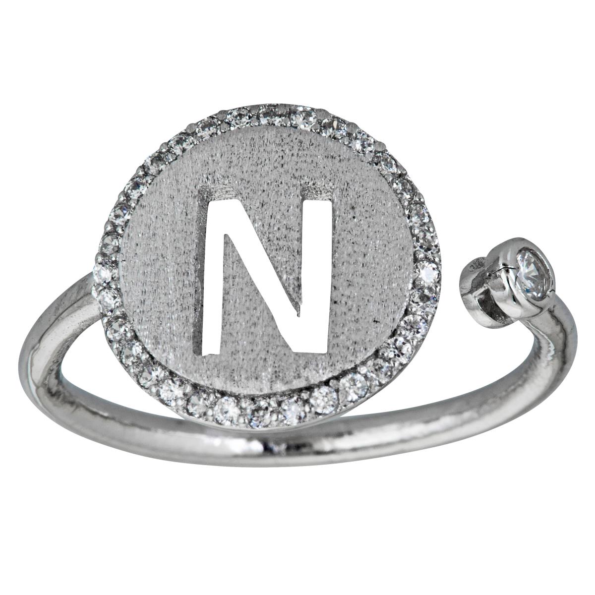 Sterling Silver Initial N Ring