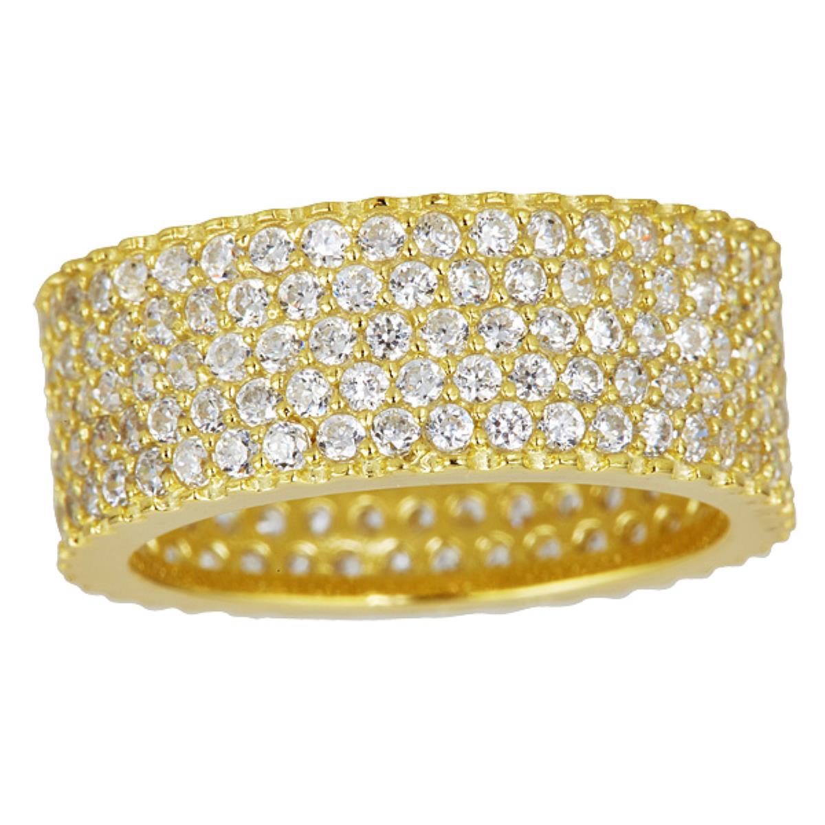 Sterling Silver Yellow 5 Row Pave Eternity Band