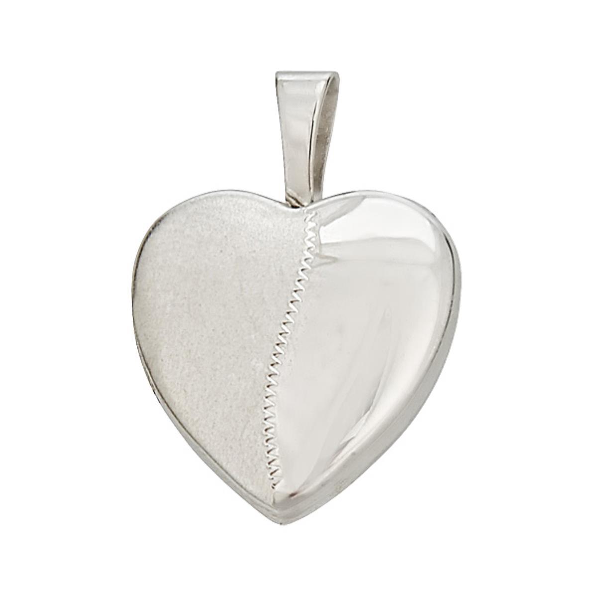 Sterling Silver Rhodium High Polished & Satin Heart Locket 18" Diamond Cut Cable Chain Necklace