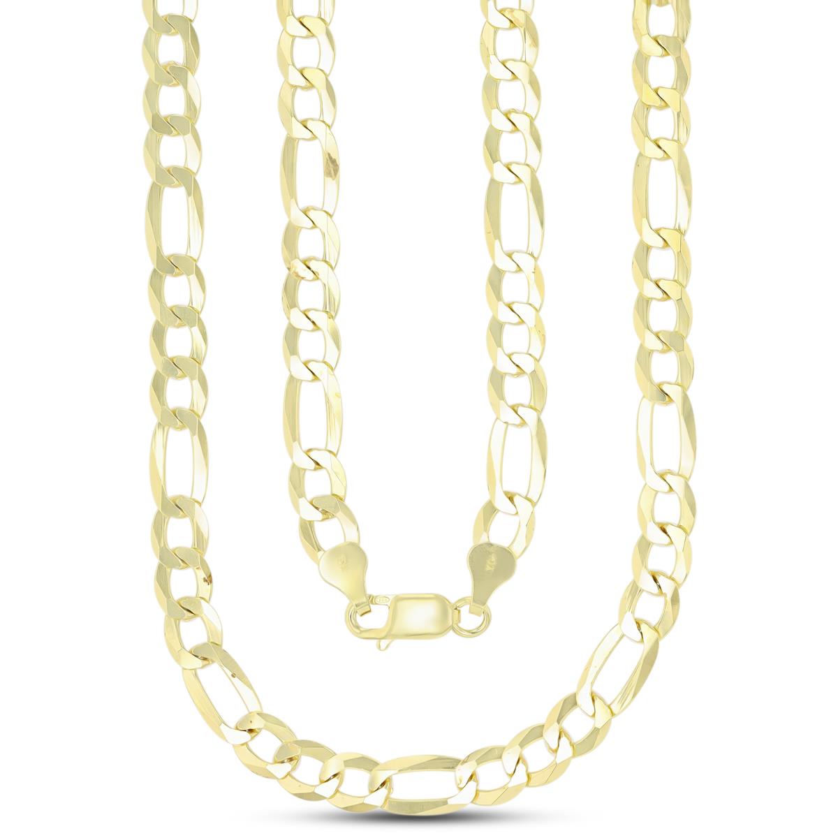 Sterling Silver  Yellow 1 Micron DC 6.6mm 160 Figaro 22"Chain