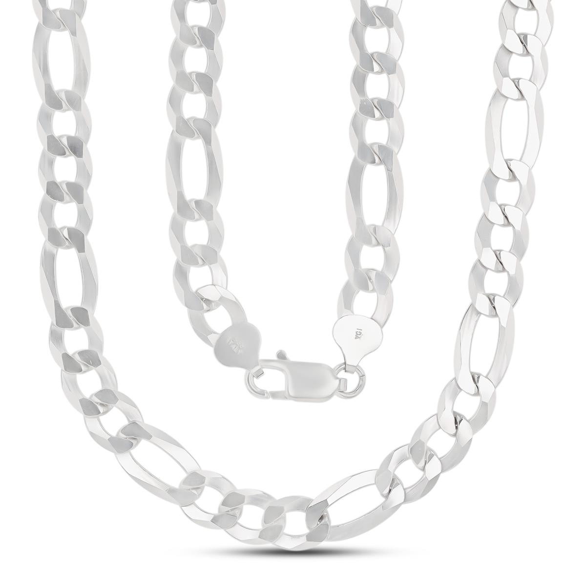 Sterling Silver Platinum Plated 200 Figaro 26" Chain