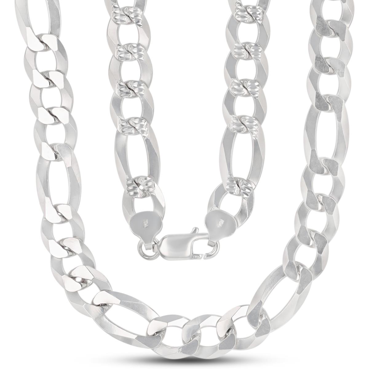 Sterling Silver  Platinum Plated DC 280 Figaro 26"Chain 