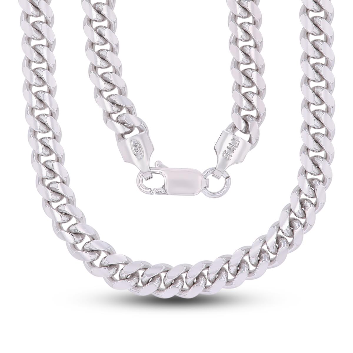 Sterling Silver Platinum Plated 5.50mm 160 Miami Cuban 22" Chain