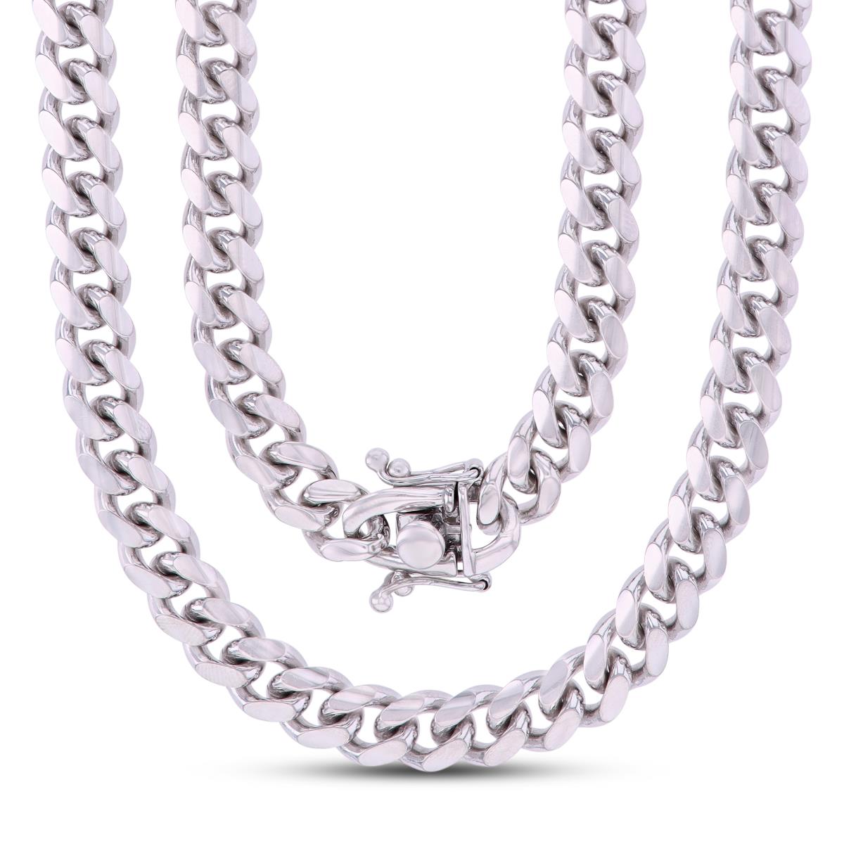 Sterling Silver Platinum Plated 6.7mm 200 Gauge 24" Miami Cuban Chain