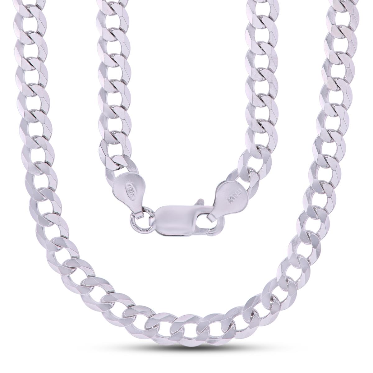 Sterling Silver Platinum Plated 6mm 160 Flat Curb 22"Chain