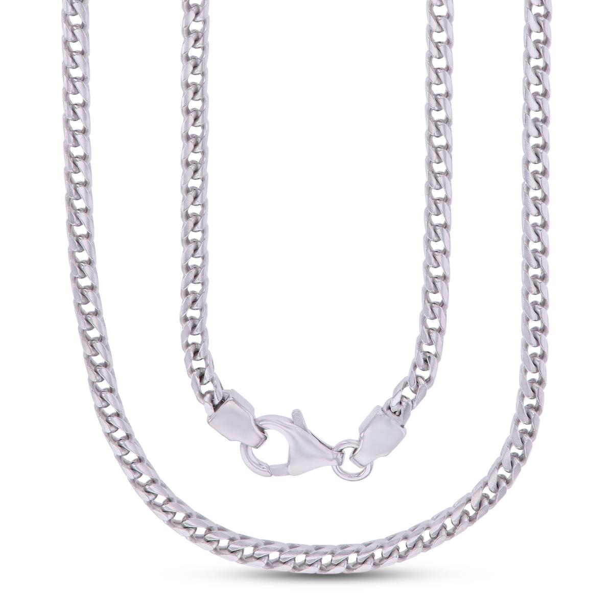 Sterling Silver Platinum Plated 3.00mm 300 Franco 22" Chain