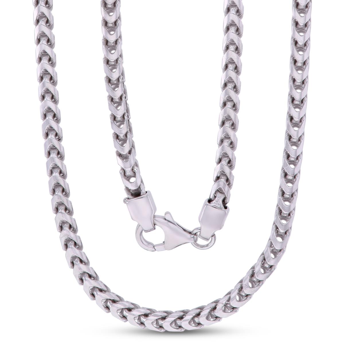 Sterling Silver Platinum Plated 3.70mm 370 Franco 24" Chain