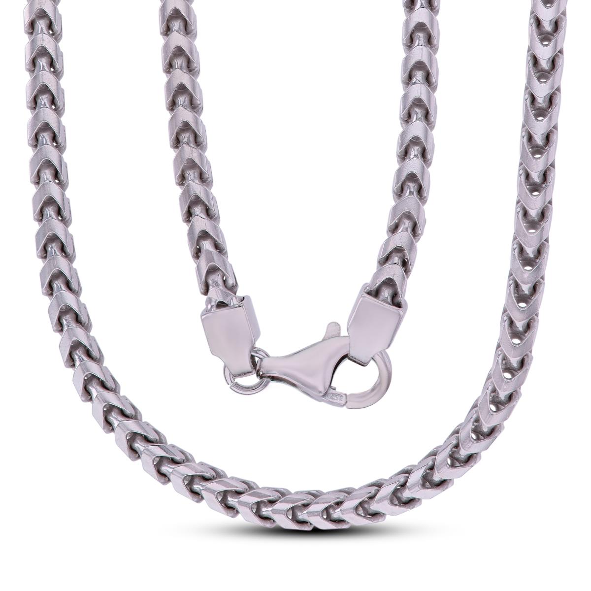 Sterling Silver Platinum Plated 4.30mm 420 Franco 26" Chain