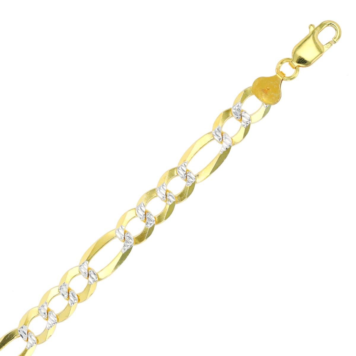 Sterling Silver Two-Tone 1 Micron DC 8.8mm 200 Figaro 24" Chain