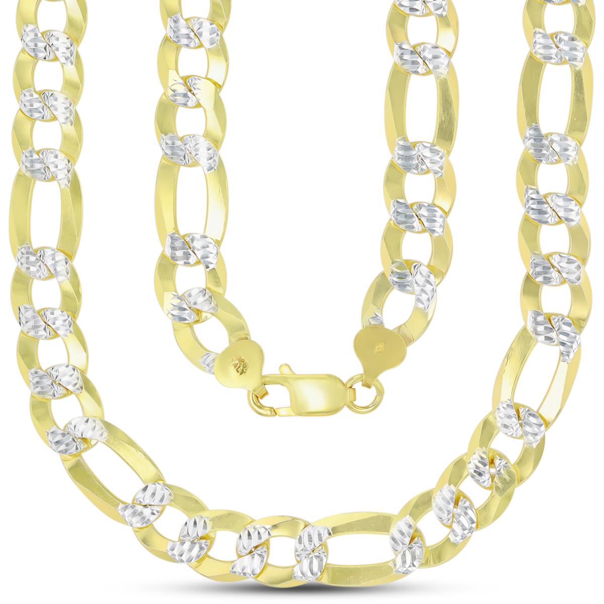 Sterling Silver Two-Tone 1 Micron DC 280 Figaro 26"Chain 