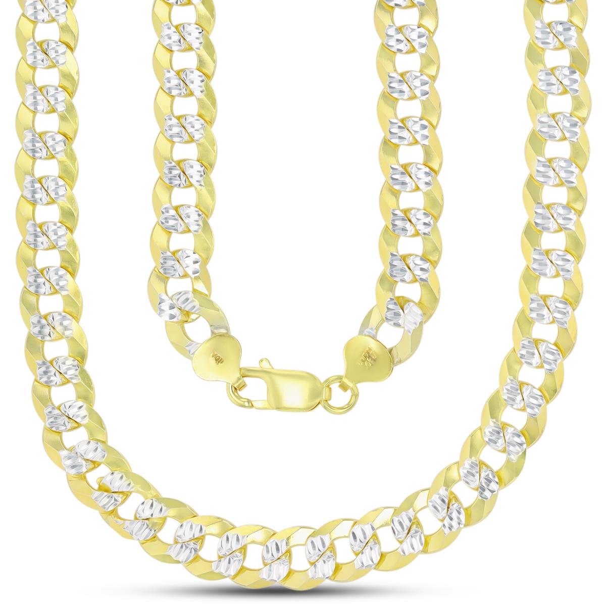 Sterling Silver Two-Tone 1 Micron DC 280 Curb Pave 26" Chain