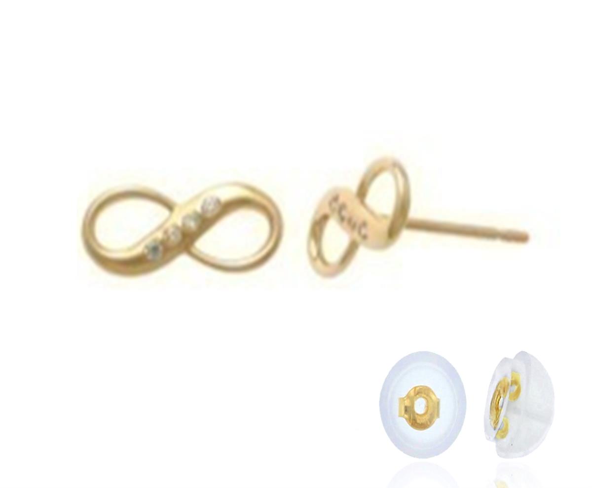 14K Yellow Gold Infinity 10x4.5mm Stud Earring with Silicone Back