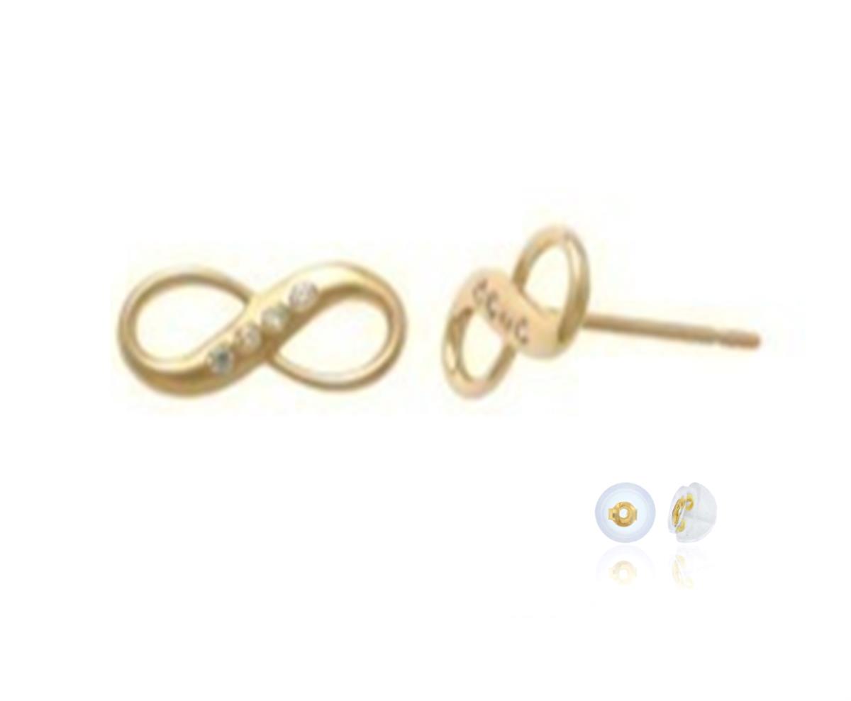 10K Yellow Gold Infinity 10x4.5mm Stud Earring with Silicone Back