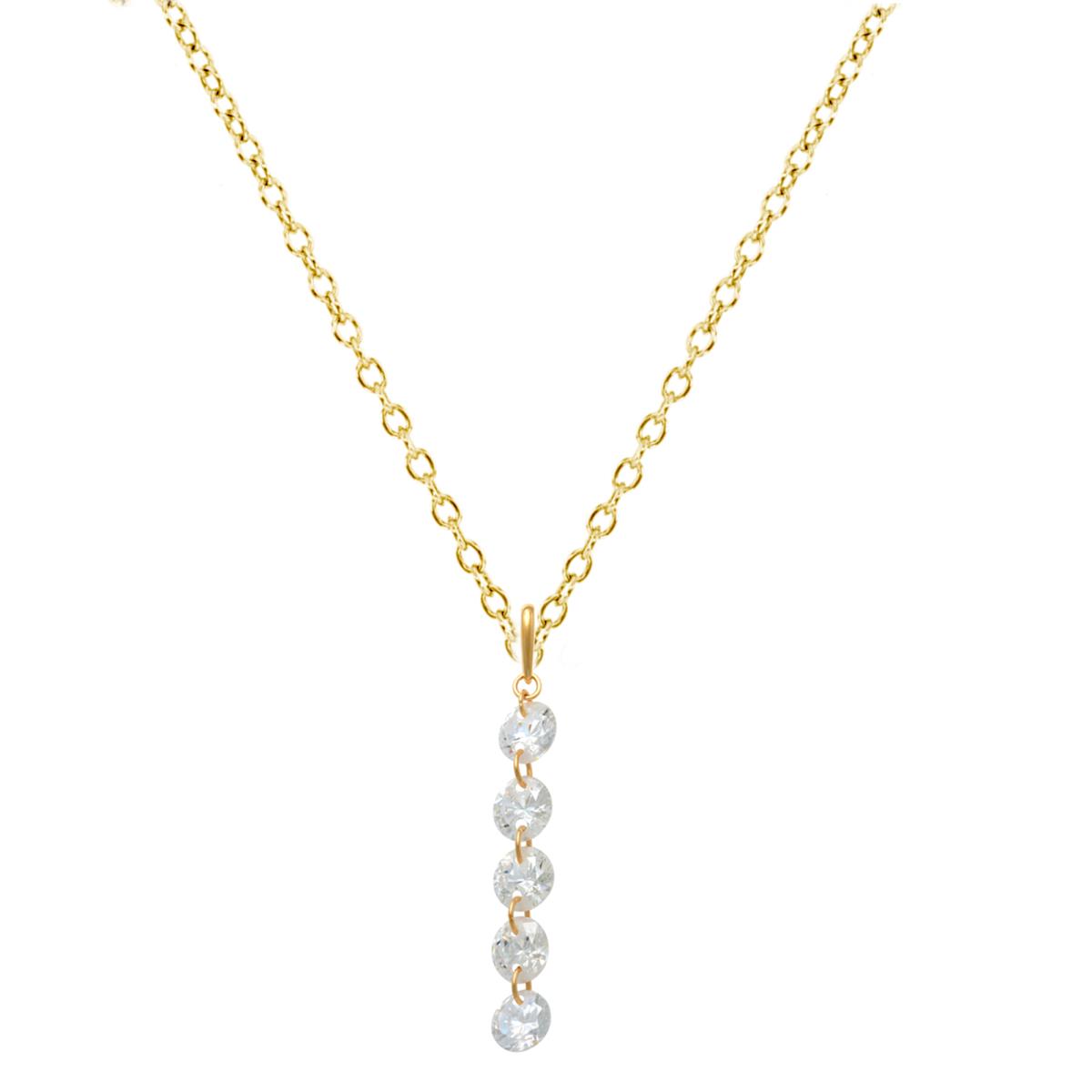 10K Yellow Gold Dangling 5 Stone White CZ  18" Necklace