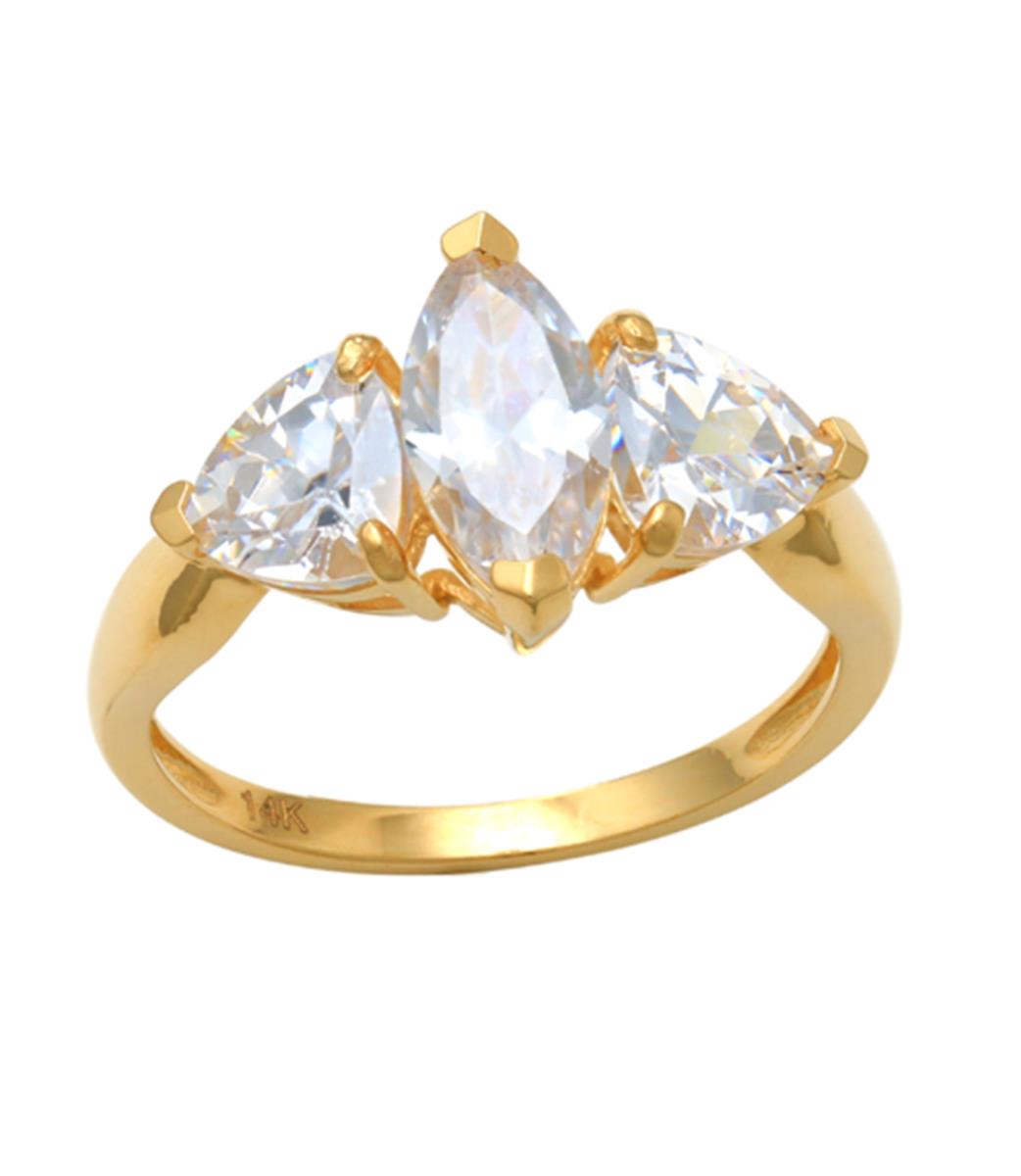 10K Yellow Gold Ma & Tl White CZ  Engagement Ring