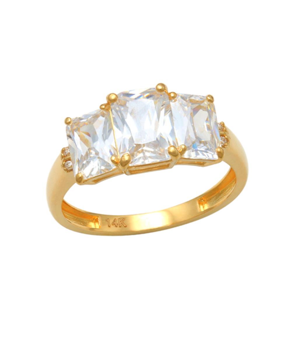 10K Yellow Gold Em White CZ Engagement  Ring