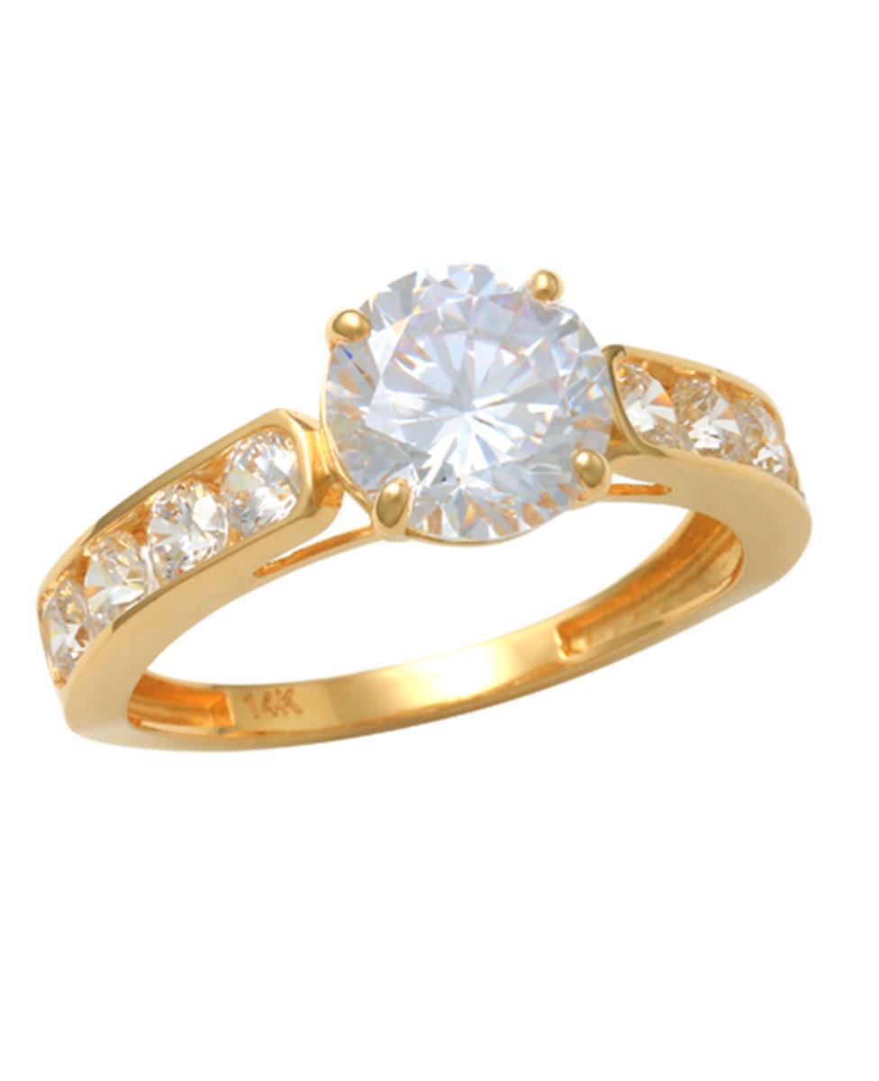 10K Yellow Gold 8mm White CZ Engagement Ring