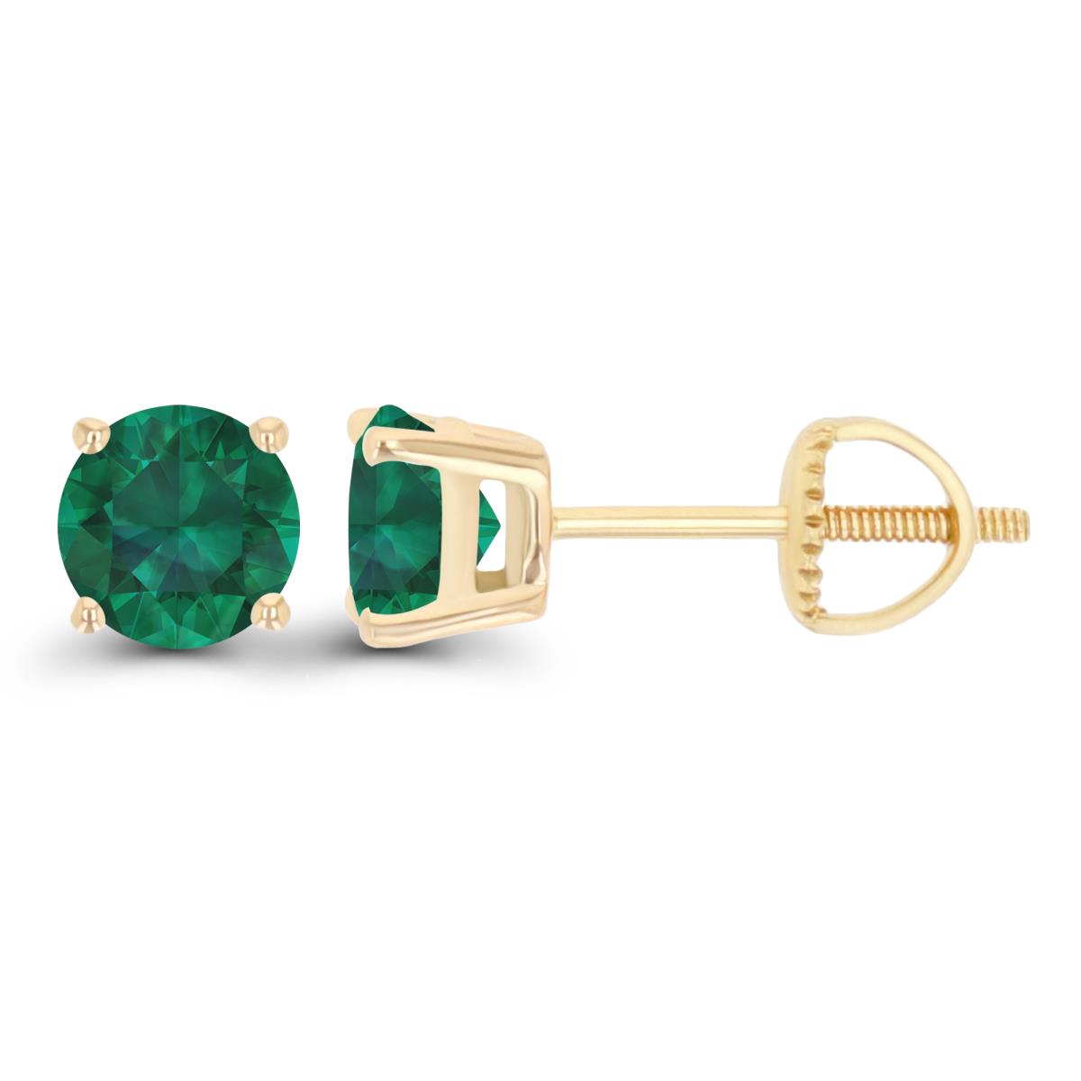 Sterling Silver Yellow 5mm Rd Created Emerald Stud Screwback Earring