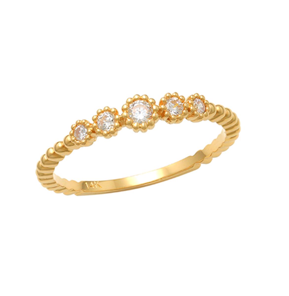 10K Yellow Gold Rd White CZ Fashion  Ring