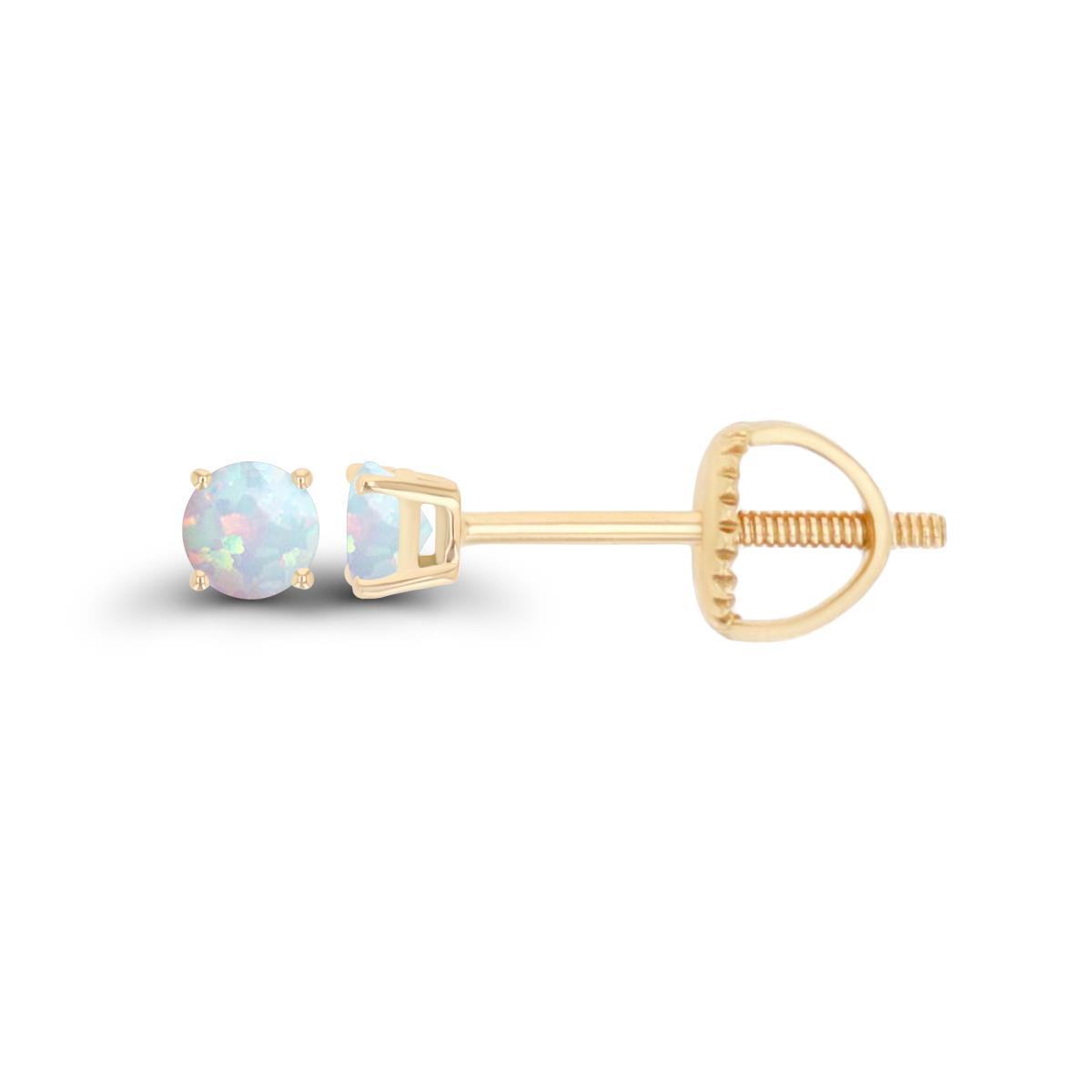 Sterling Silver Yellow 3mm Rd Created Opal Stud Screwback Earring